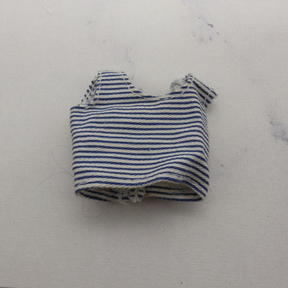 Barbie Doll Size Shirt Crop Top Blue White Striped Sleeveless Tank Midriff