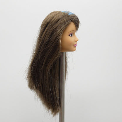 Barbie Dreamhouse Skipper Doll Head Brown Blue Hair Closed Mouth 2012 W3283