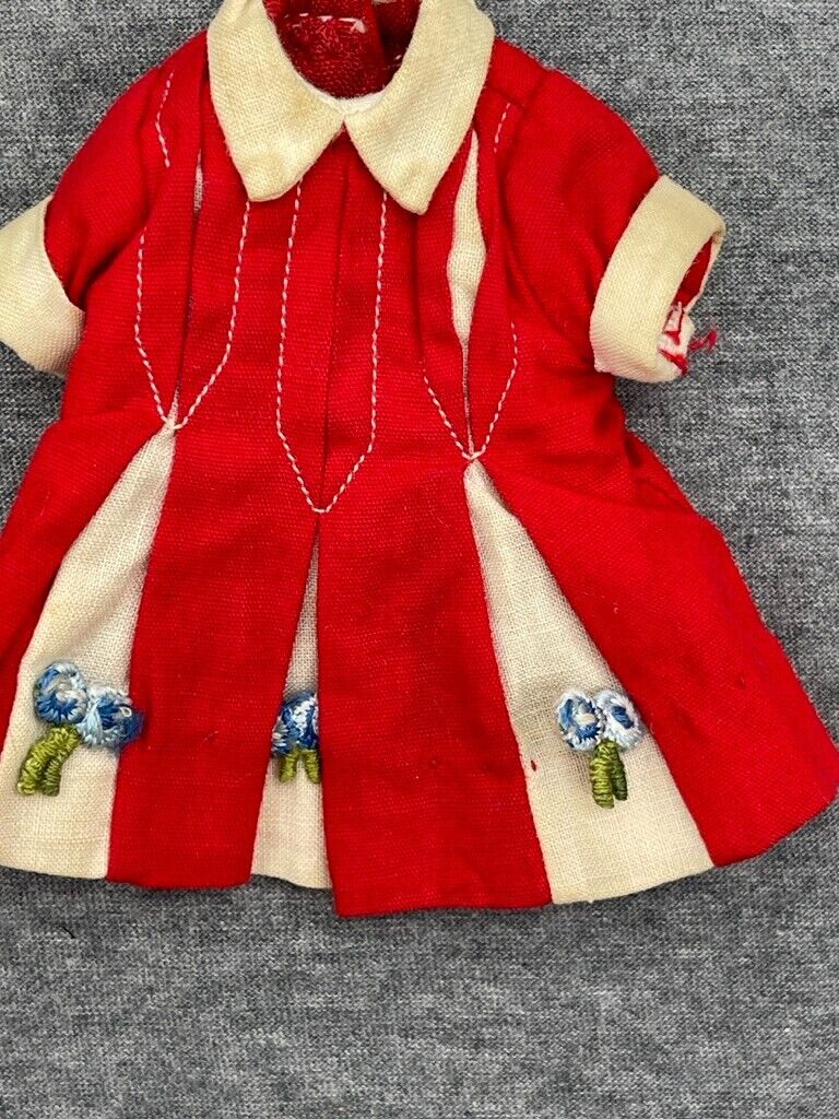 Vintage Deluxe Reading Penny Brite Doll Red White Dress Pleats 1960s