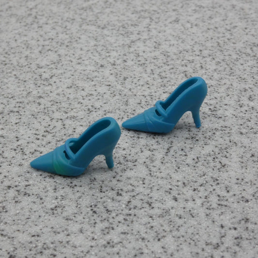 Barbie Doll Size Shoes High Heel Teal Blue Closed Pointed Toe Pumps Clone