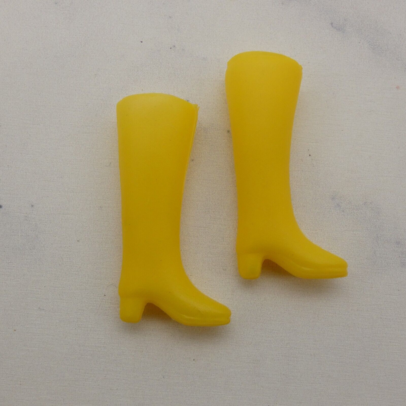 Barbie Doll Size Shoes Yellow Tall Boots Rain Galoshes High Heel Light Plastic