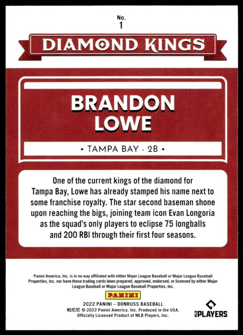 2022 Donruss #1 Brandon Lowe Near Mint