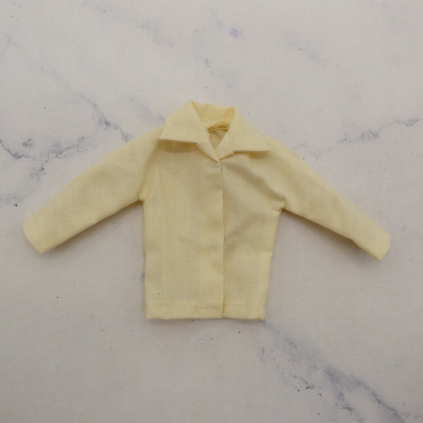 Barbie Ken Doll Size Shirt Top Beige Off White Long Sleeve Collar Front Closure