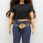 Barbie Curvy Doll Size Silver Chain Belt Beads Earth Tones Yellow Shell Handmade