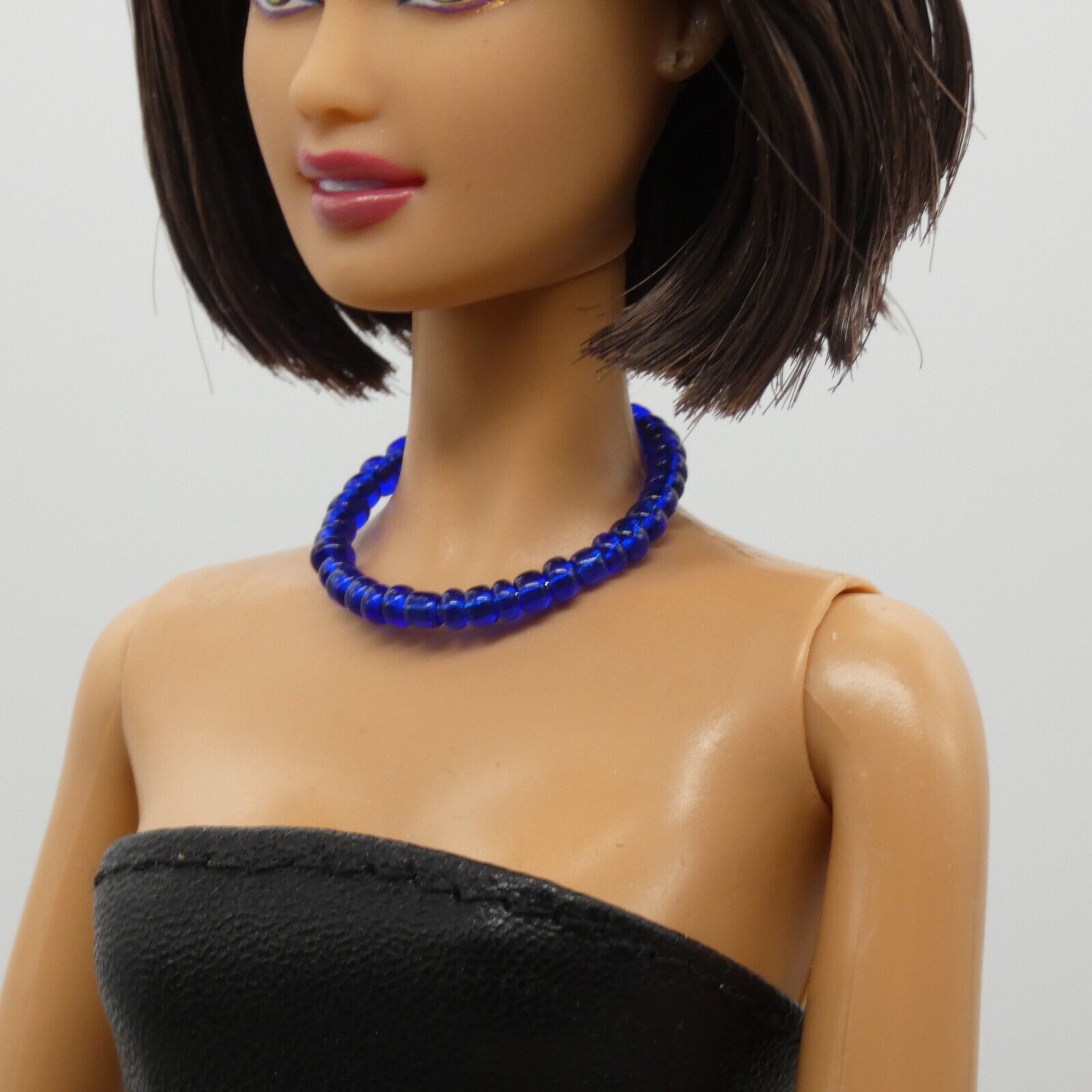 Necklace for Barbie Integrity Toys Doll Size Beaded Blue Choker Memory Handmade