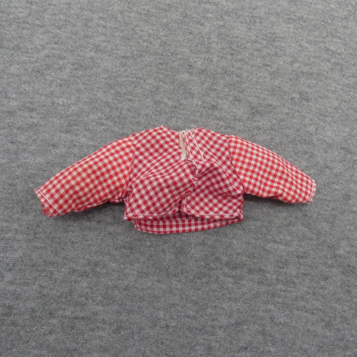 Barbie Doll Size Shirt Crop Top Gingham Red White Checkered 3/4 Sleeve