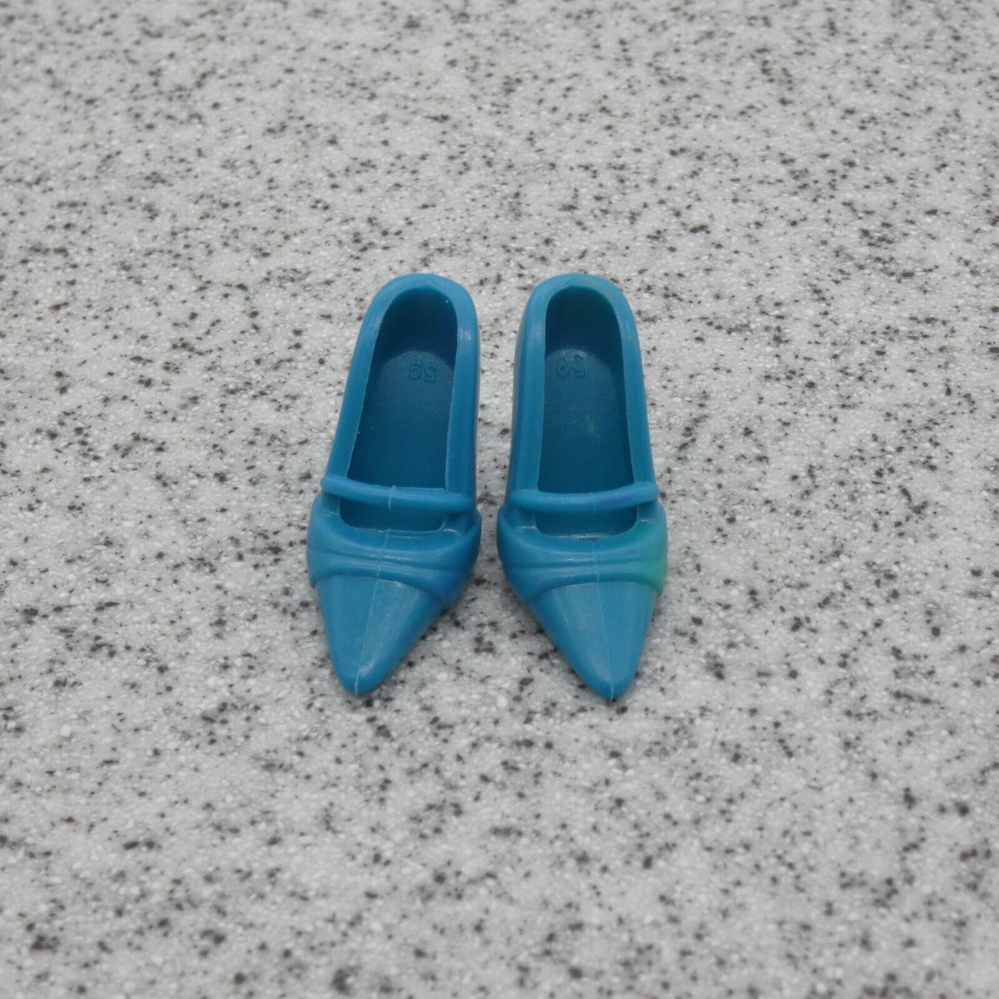 Barbie Doll Size Shoes High Heel Teal Blue Closed Pointed Toe Pumps Clone