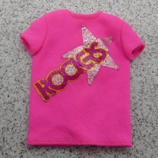 Barbie and the Rockers Doll Top Concert Shirt Neon Pink 1985 Mattel Short Sleeve