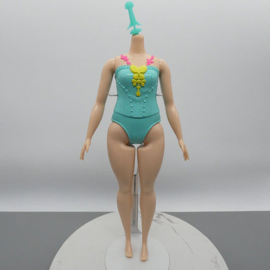 Barbie Dreamtopia Curvy Doll Body Only Turquoise Aqua Molded Bodysuit 2020 GJK16