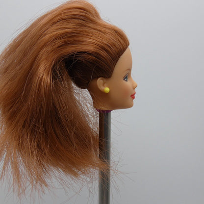 Barbie Doll Head Red Hair Mackie Face Yellow Earrings 1998 Pretty In Plaid 20667