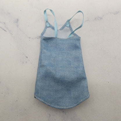 Barbie Doll Size Mini Dress Blue Jean Denim Like Sleeveless Tank