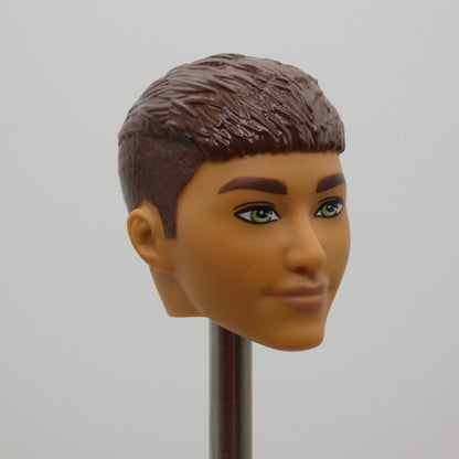 Barbie Fashionistas 195 Ken Doll Head Brown Hair French Crop Green Eyes HJT59 Y1