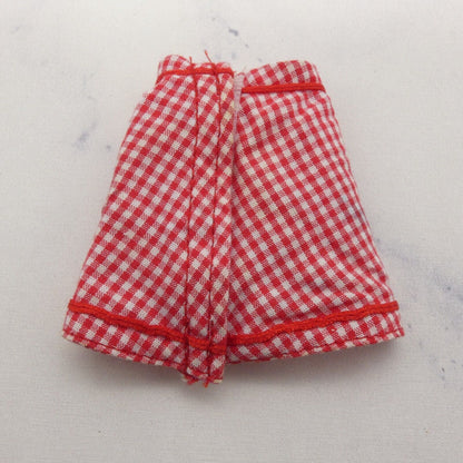 Barbie Doll Size Skirt Pink Floral Print Reversible Red Gingham Checkered