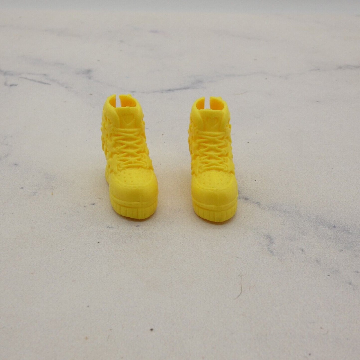 Barbie Doll Shoes Yellow High Top Sneakers Stars Laces For Heel Feet OR MTM