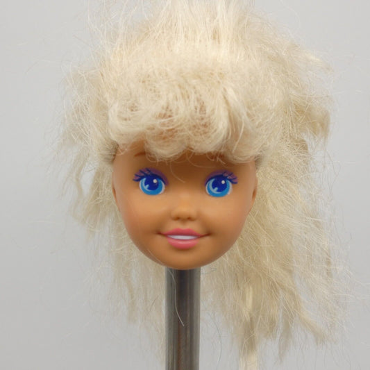 Barbie Little Sister Stacie Doll Head Wavy Hair Bangs Ponytail 1991 Mattel 4240