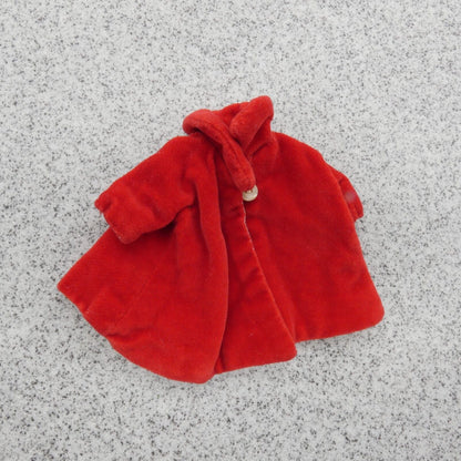 Barbie Doll Size Winter Coat Jacket Red Velvet Like Homemade