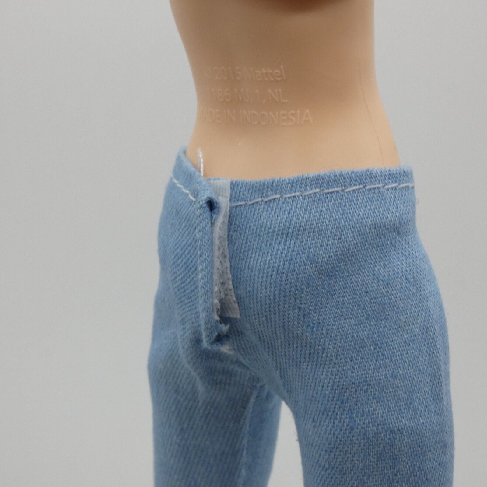 Barbie Doll Size Jeans Light Wash Blue Pants Wide Leg Mid Waist Flare Ankle