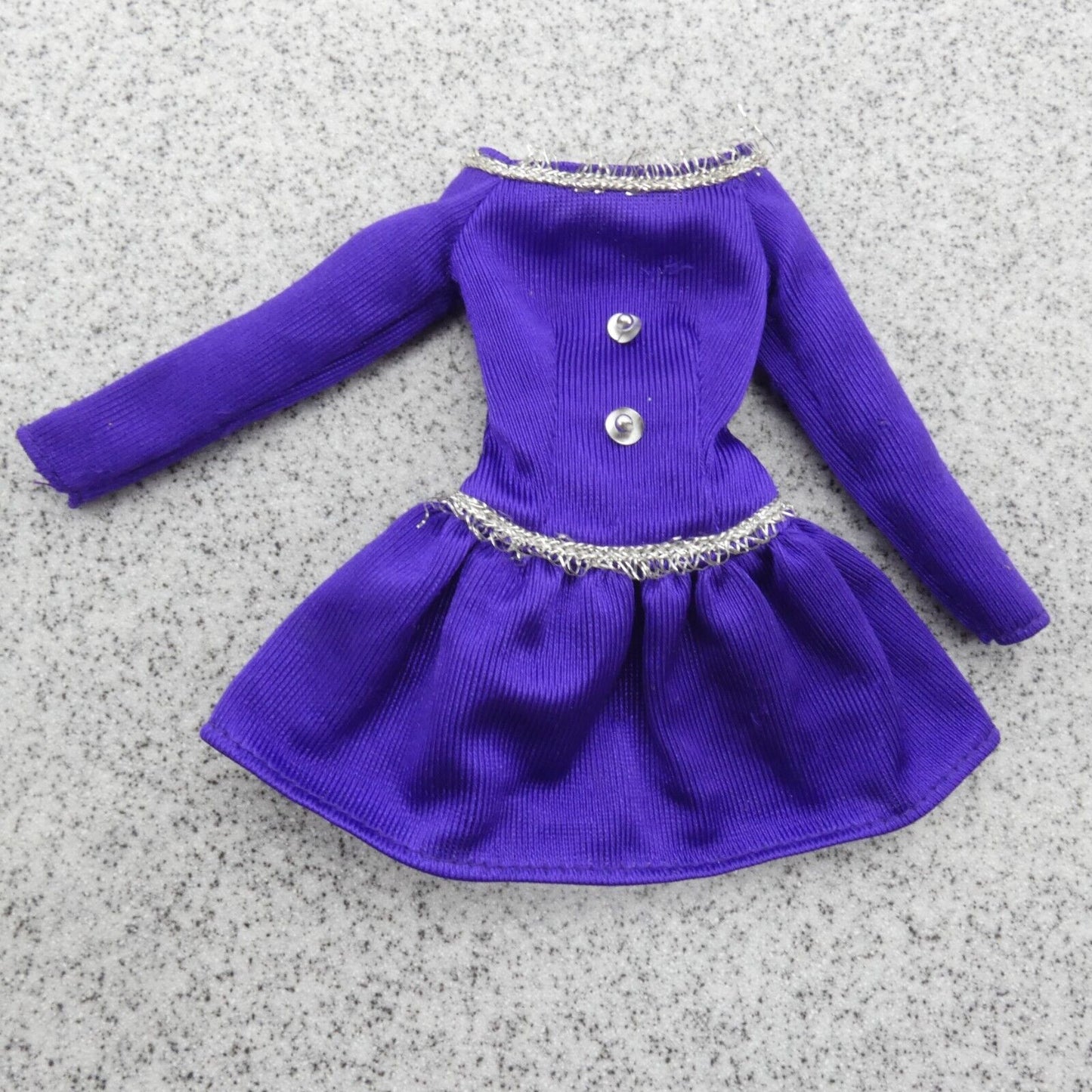 Barbie Doll Dress Regent Purple Long Sleeve Silver Accents Genuine Mattel