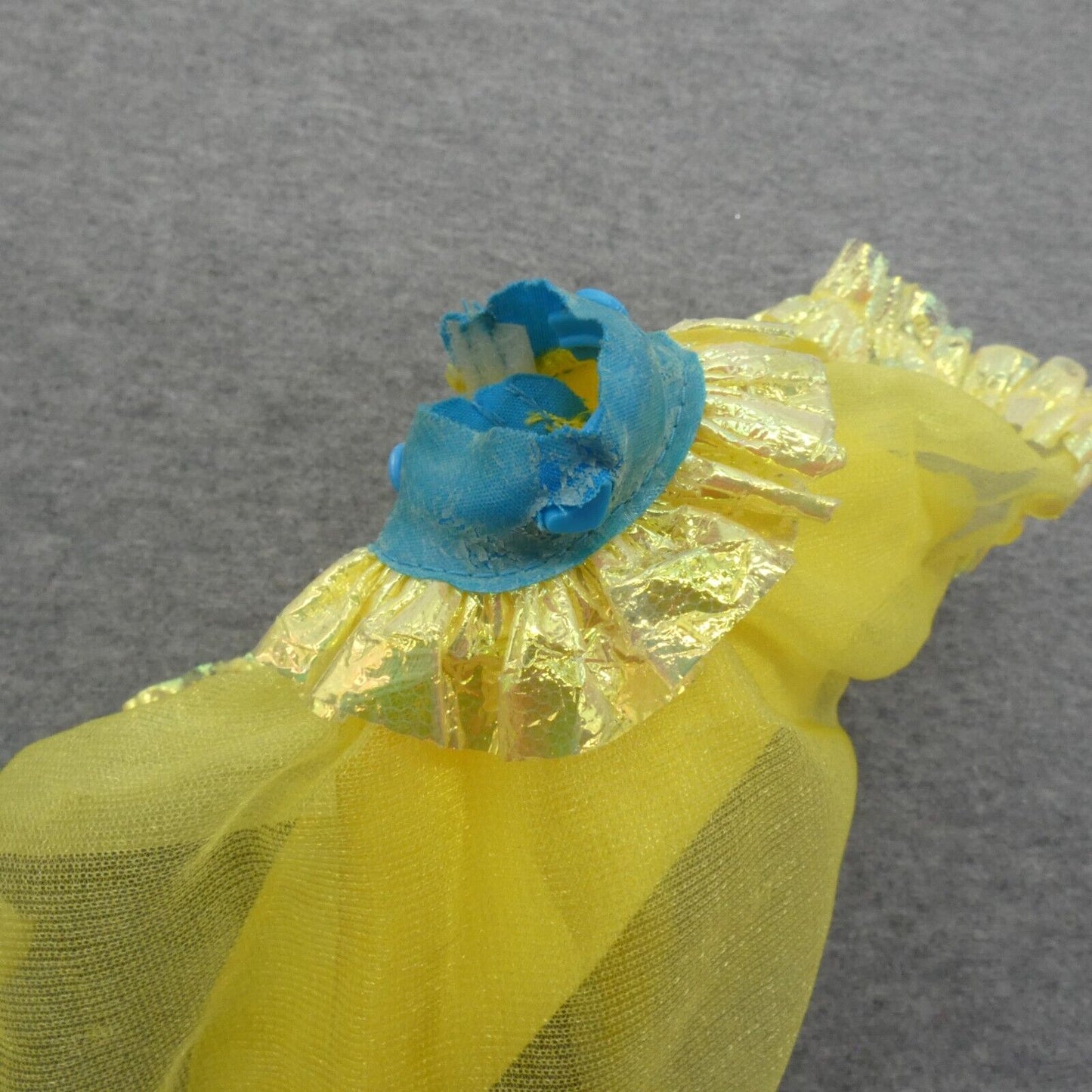 Barbie Doll Skirt Yellow Tutu Tulle Ribbon Trim Blue Belt Genuine Mattel