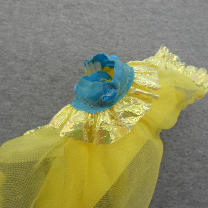 Barbie Doll Skirt Yellow Tutu Tulle Ribbon Trim Blue Belt Genuine Mattel