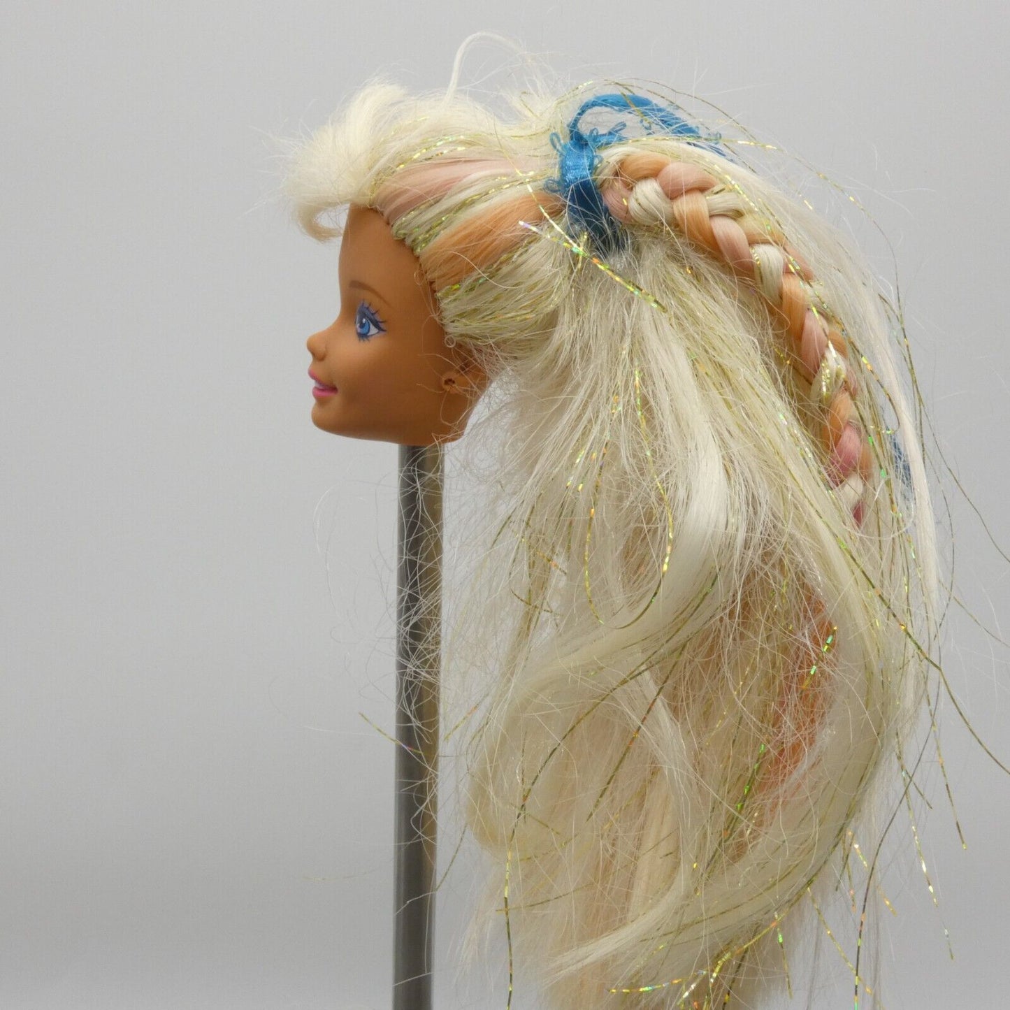 Sun Jewel Barbie Doll Head Wavy Glitter Hair Medium Tan Skin 1993 Mattel 10953