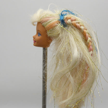 Sun Jewel Barbie Doll Head Wavy Glitter Hair Medium Tan Skin 1993 Mattel 10953