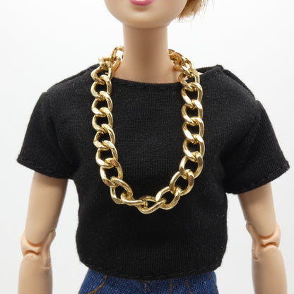 Barbie Doll Size Chunky Gold Tone Chain Necklace Metallic Handmade