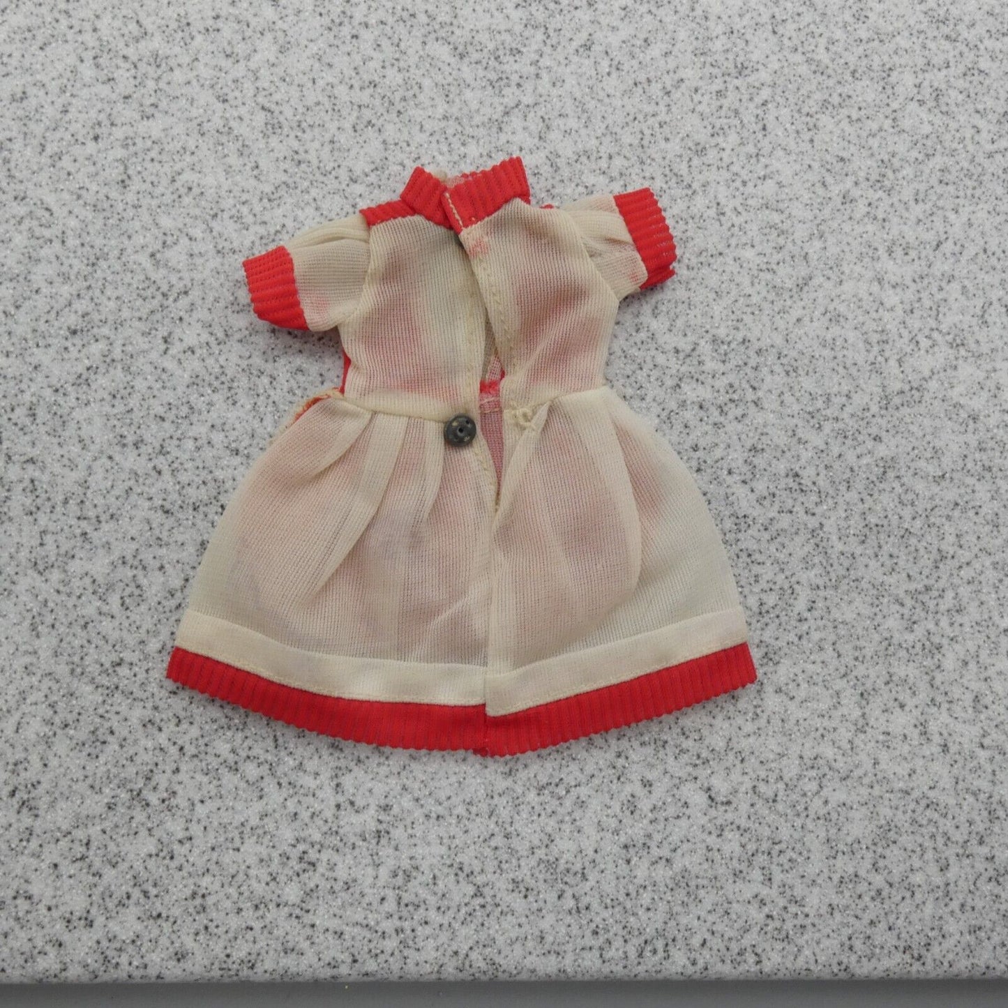 Barbie Doll Size Fashion Dress White Sheer Tulle Red Apron Lace Trim