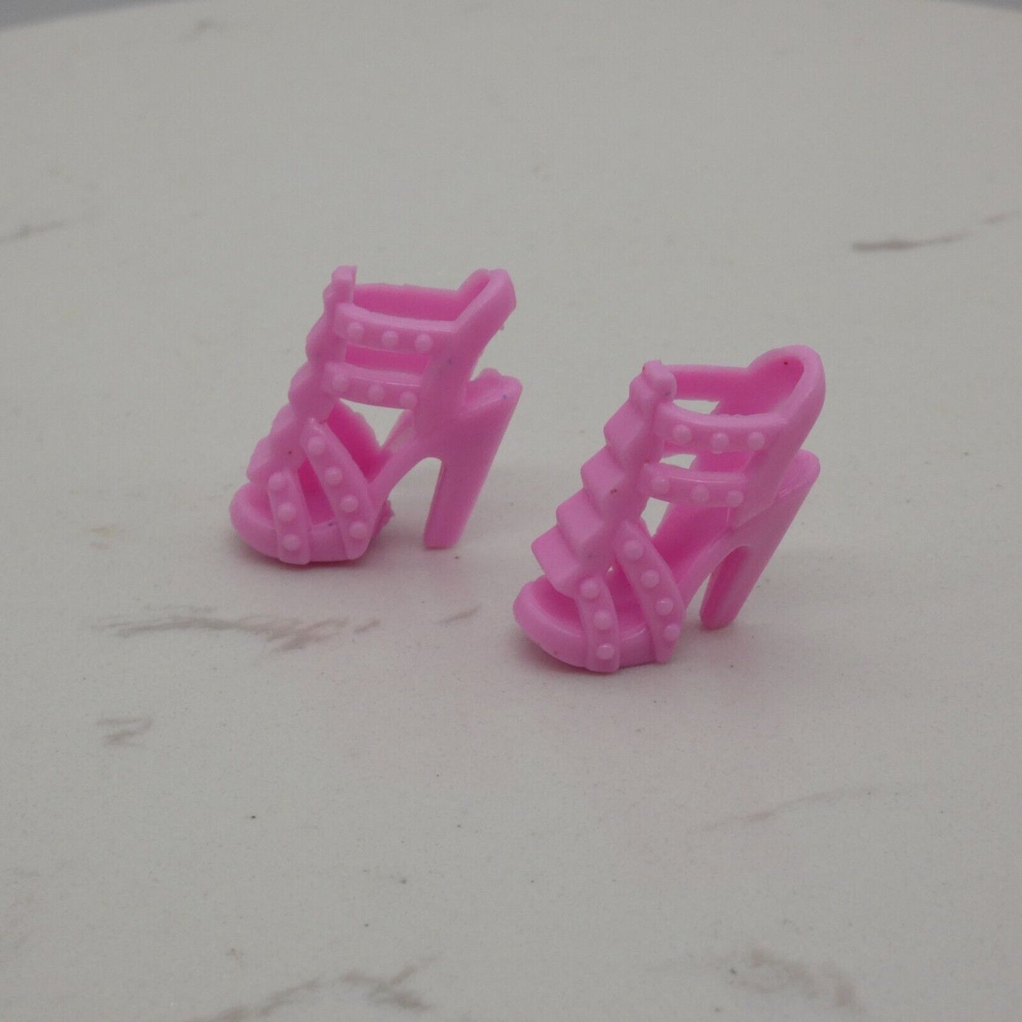 Barbie Doll Size Shoes High Heel Pink Studs Open Toe Sandals Ankle Strap Clone