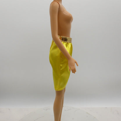 Barbie Doll Skirt Yellow Shiny Gold Band Signature Looks 19 2023 Mattel HJX28