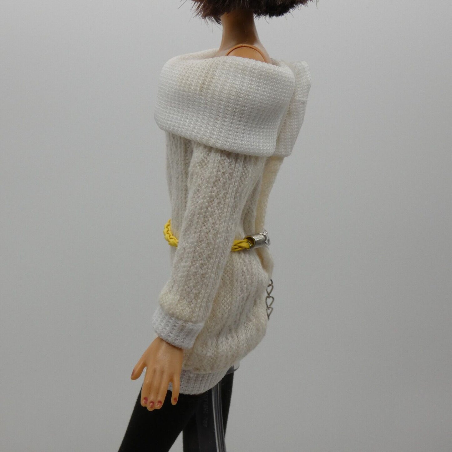 Barbie Doll Size Belt Yellow Braided Leather Chain Adjustable Fits Model Muse