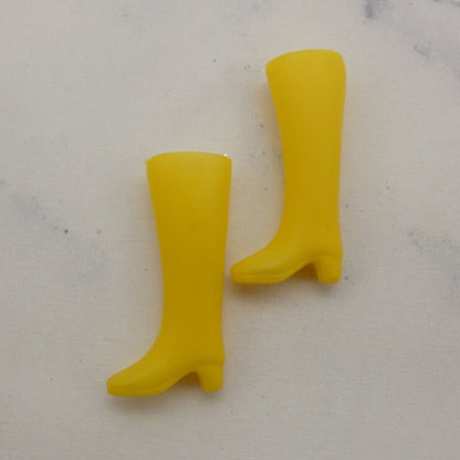 Barbie Doll Size Shoes Yellow Tall Boots Rain Galoshes High Heel Light Plastic