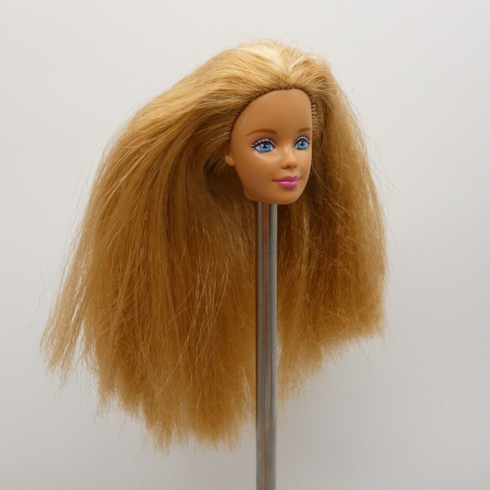 Barbie Butterfly Art Doll Head Mackie Face Red Crimped Hair Medium Light Skin