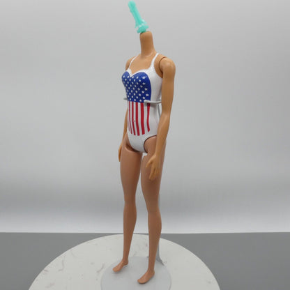 Barbie Doll Body Only Medium Light Skin USA Flag Molded Suit Beach 2021 HDK51