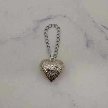 Barbie Doll Size Silver Heart Purse Chain Handle Handbag Handmade OOAK