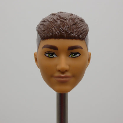 Barbie Fashionistas 195 Ken Doll Head Brown Hair French Crop Green Eyes HJT59 Y1