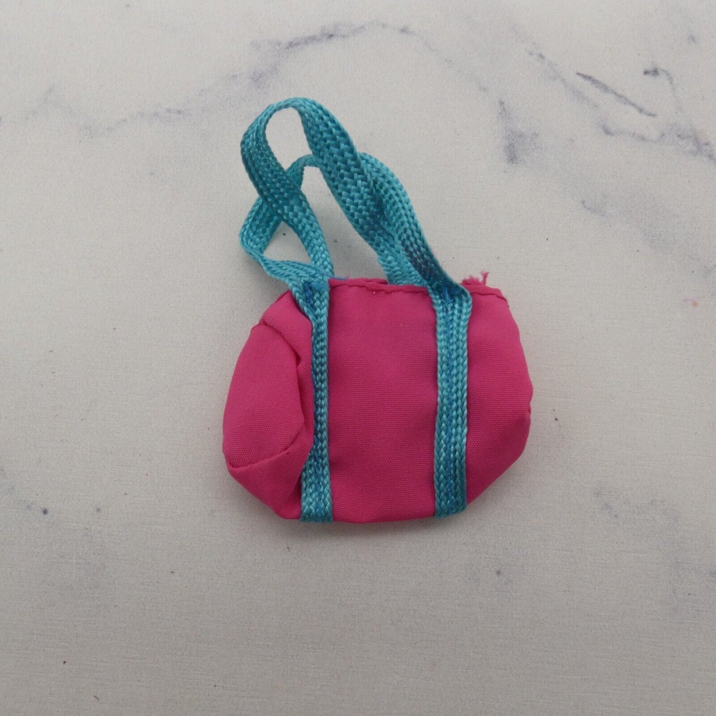 Barbie Doll Size Tote Bag Duffle Workout Gym Pink Blue Straps Great Shape 1983