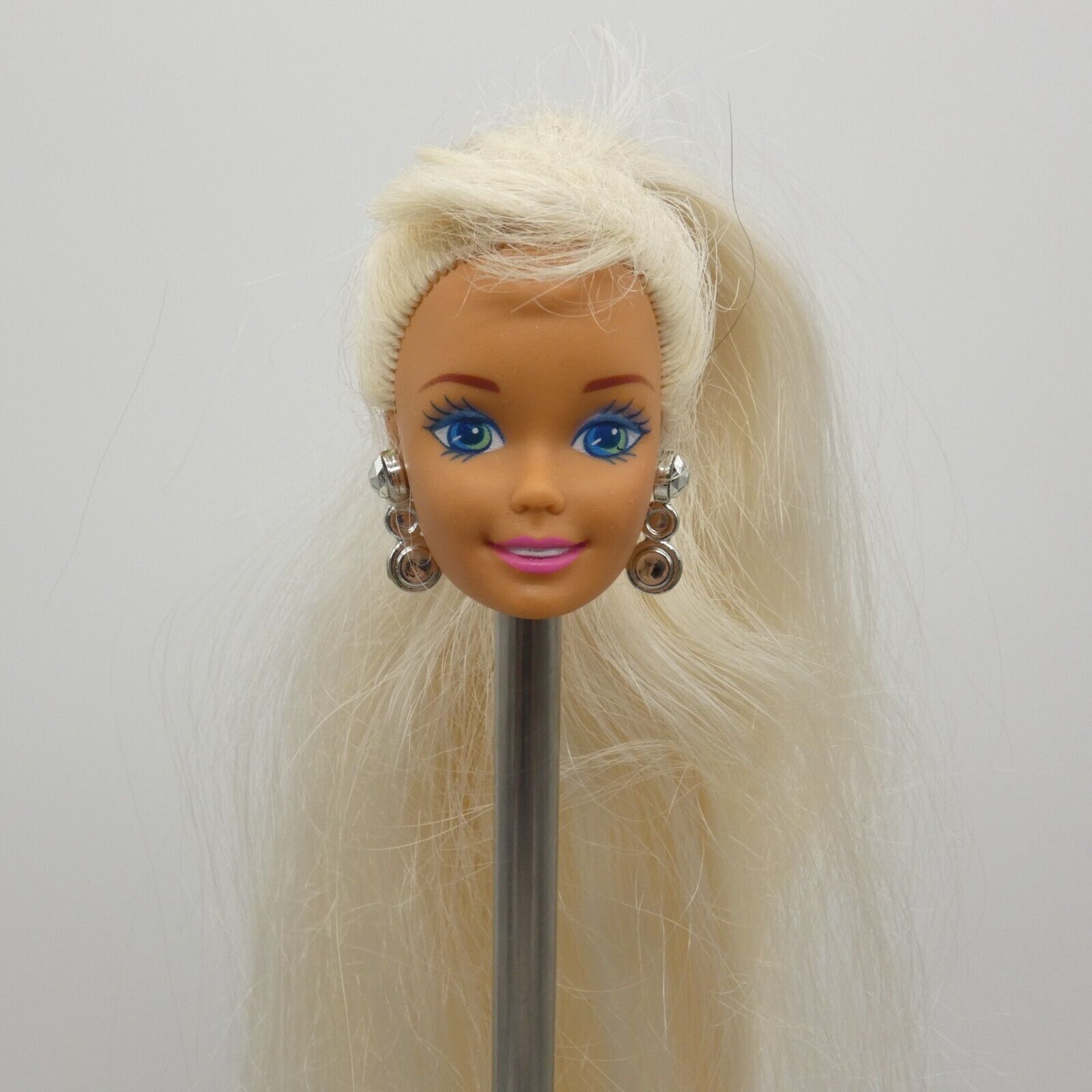 Barbie Sparkle Beach Doll Head Only Bangs Dangle Earrings 1996 Mattel 13132