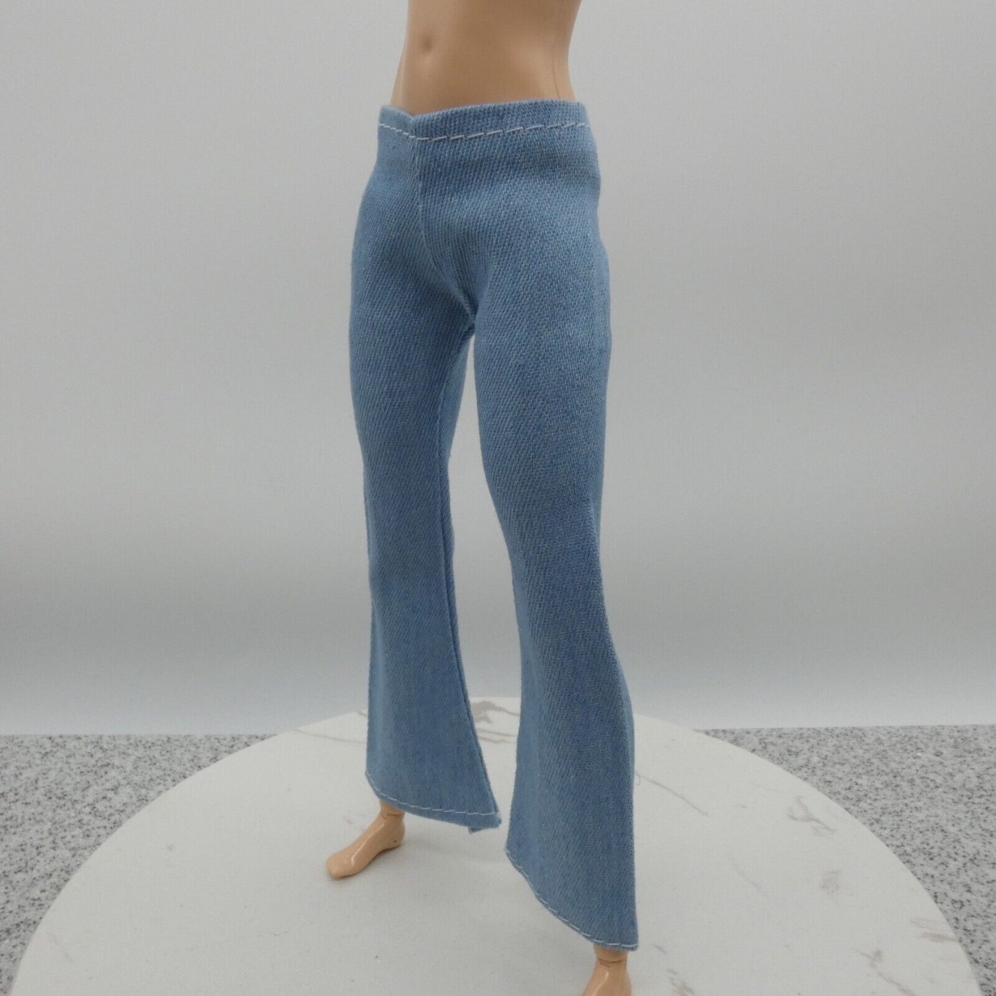 Barbie Doll Size Jeans Light Wash Blue Pants Wide Leg Mid Waist Flare Ankle