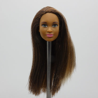 Barbie Fashionistas 21 Doll Head AA Grace Mbili Brown Hair Green Eyes 2015 DGY56