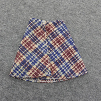 Barbie Doll Size Skirt Red White Blue Plaid A-Line Knee Length