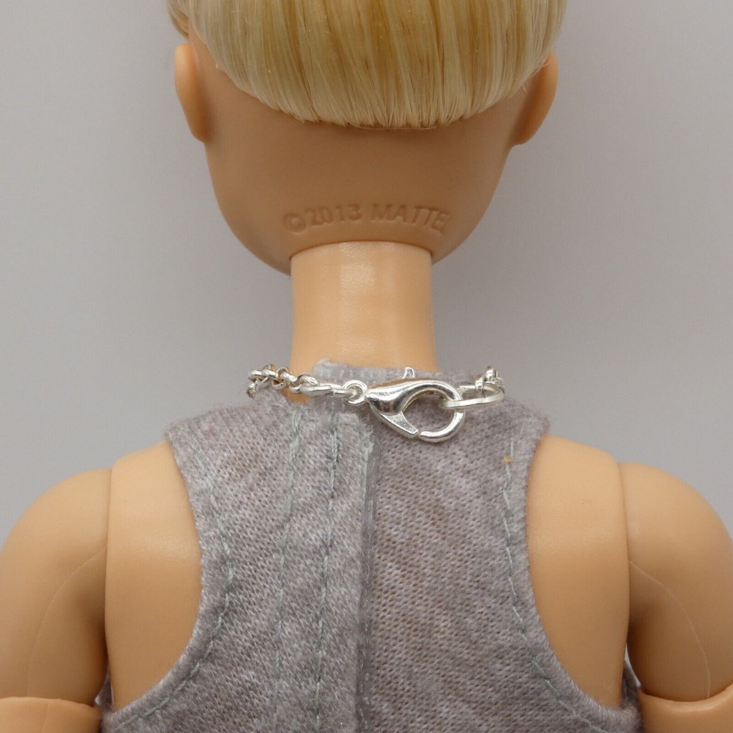 Barbie Doll Size Necklace Rhinestone Globe Pendant Silver Chain Handmade