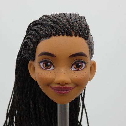 Disney Wish Asha Doll Head Freckles Micro Braids Medium Light Skin Mattel HPX23