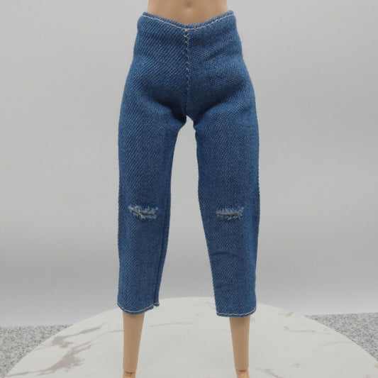 Barbie Doll Size Jeans Medium Wash Blue Pants Capri Distressed Fit Made To Move