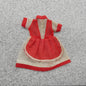 Barbie Doll Size Fashion Dress White Sheer Tulle Red Apron Lace Trim