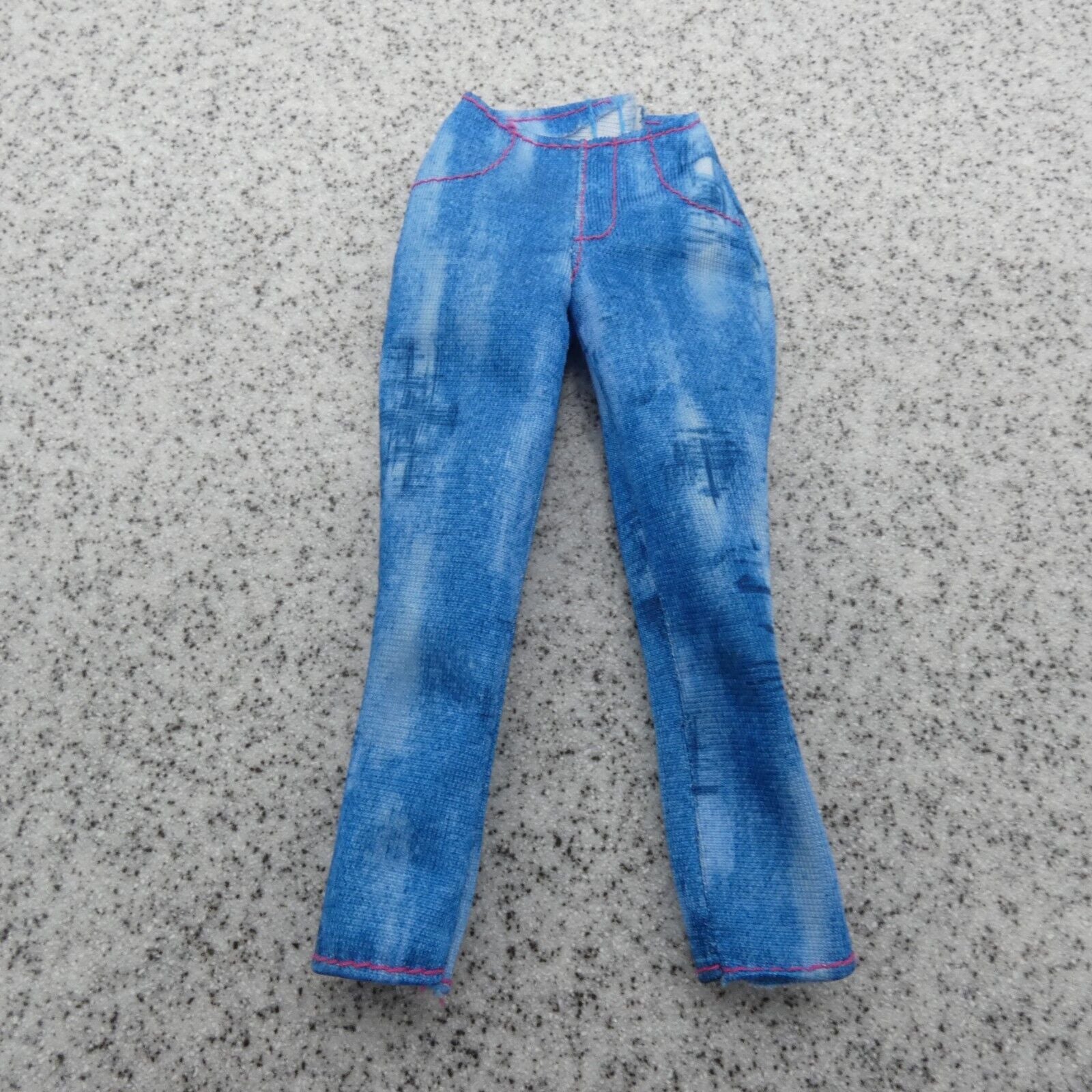 Barbie Doll Size Capri Pants Blue Simulated Distressed Denim Jeans Jeggings