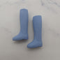 Barbie Doll Size Shoes Shin High Tall Boots Vinyl Blue Flat Feet Rain Boots