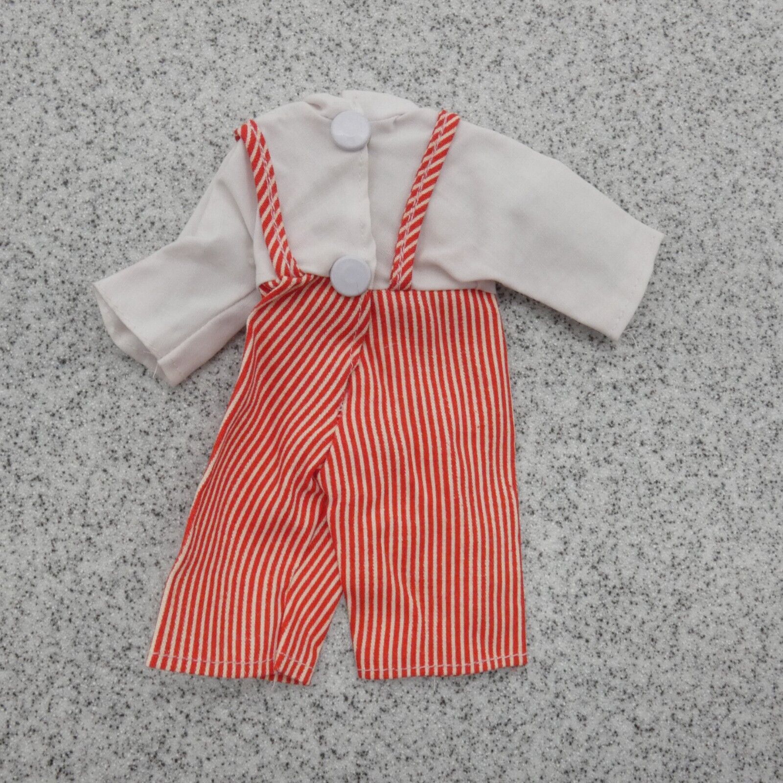 Barbie Doll Size Romper Red White Striped Overalls Short Sleeve Homemade