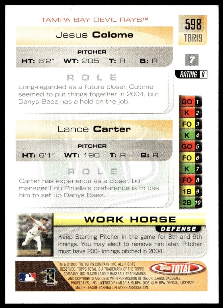 2005 Topps Total #598 Lance Carter / Jesus Colome