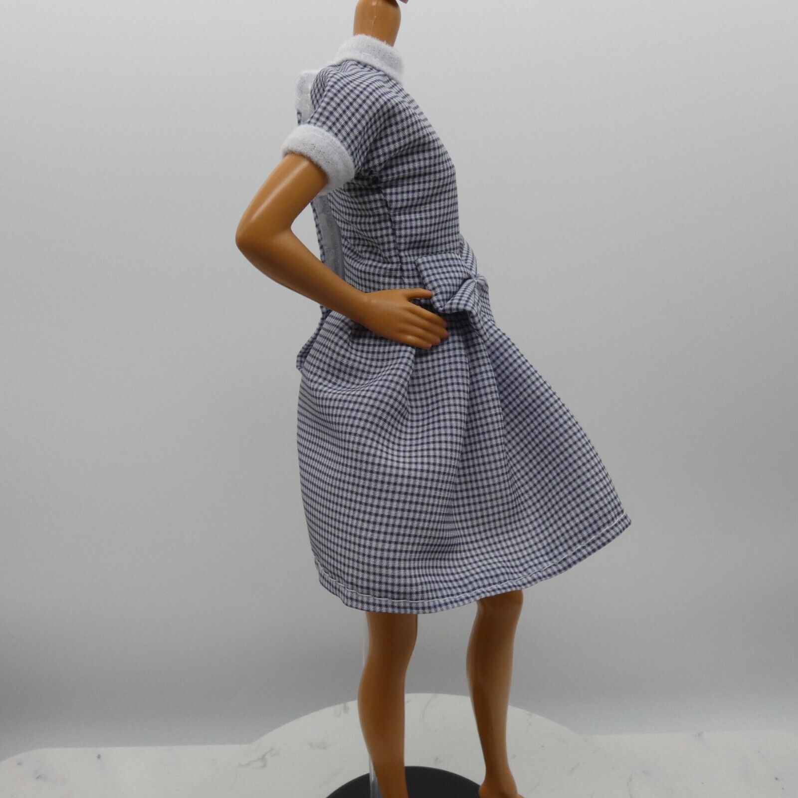 Barbie Doll Size Fashion Dress Black White Check Retro Lucy Fits Model Muse MTM